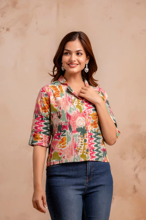 Women Multicolor Printed Straight Shirt