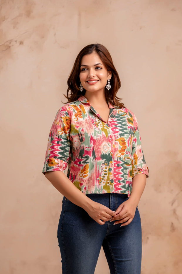 Women Multicolor Printed Straight Shirt
