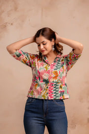 Women Multicolor Printed Straight Shirt