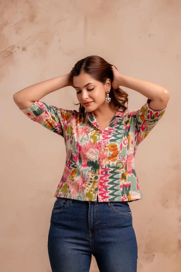 Women Multicolor Printed Straight Shirt