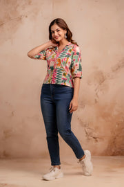 Women Multicolor Printed Straight Shirt