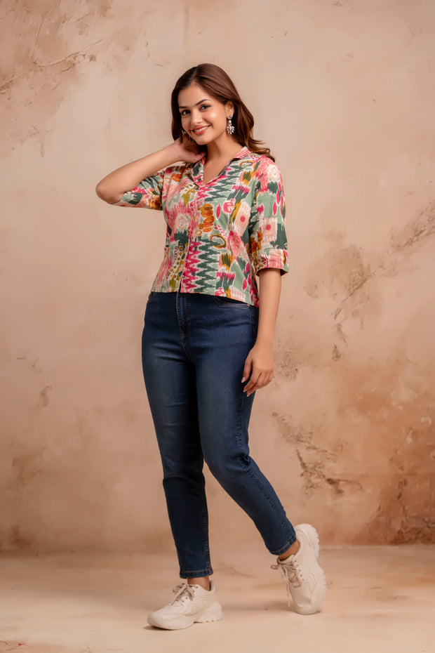 Women Multicolor Printed Straight Shirt