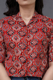 Women Maroon Printed Straight Shirt