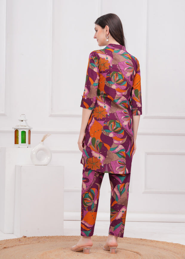 Purple Printed Co-Ord set for Women