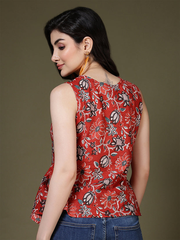 Floral Printed Peplum Tunic