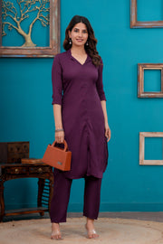 Purple Shirt Collared Co-Ord set for Women