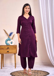 Purple Shirt Collared Co-Ord set for Women