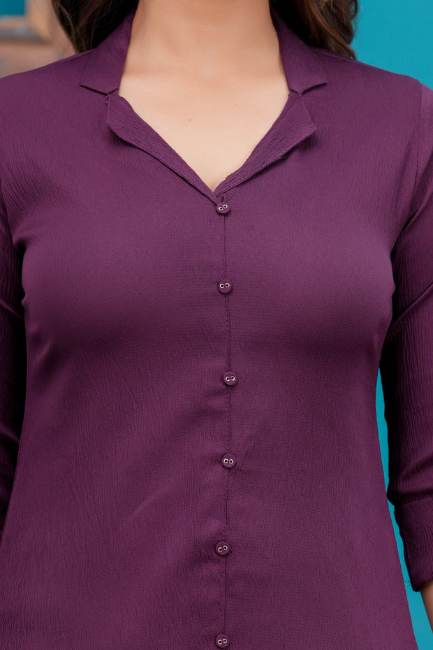 Purple Shirt Collared Co-Ord set for Women