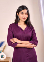 Purple Shirt Collared Co-Ord set for Women