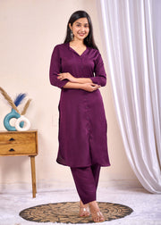 Purple Shirt Collared Co-Ord set for Women