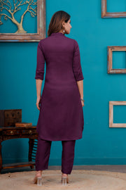 Purple Shirt Collared Co-Ord set for Women