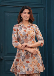 Beige Printed Co-Ord set for Women