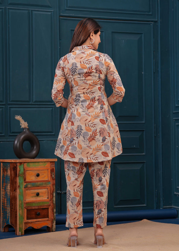 Beige Printed Co-Ord set for Women
