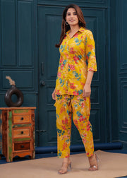 Yellow Printed Co-Ord set for Women