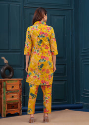 Yellow Printed Co-Ord set for Women