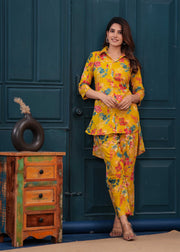 Yellow Printed Co-Ord set for Women