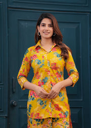 Yellow Printed Co-Ord set for Women