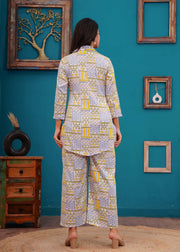 Off White Printed Co-Ord set for Women