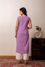 Women Purple Printed Straight Shoulder Straps Kurta