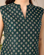 Women Green Printed Straight Top