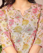 Women Pink Floral Printed Straight Tunic