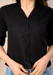 Women Black Straight Crop Top