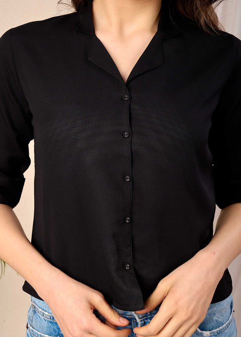 Women Black Straight Crop Top