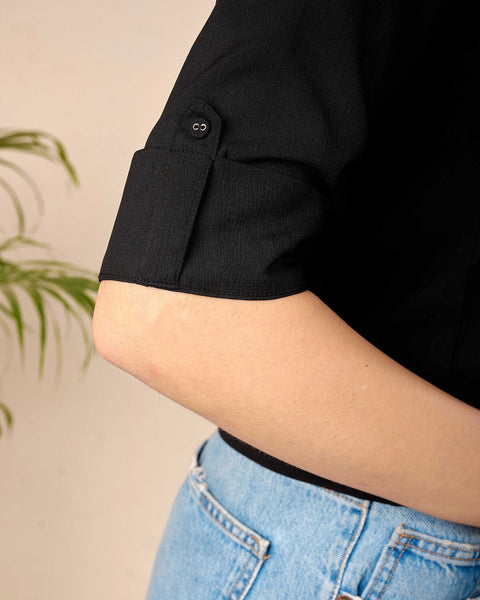 Women Black Straight Crop Top