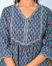 Women Blue Ethnic Printed Flared Top