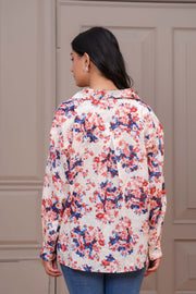 Women Off White Floral Printed Top