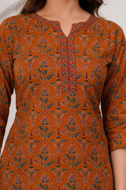 Women Mustard Printed Straight Tunic