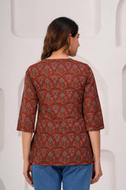 Women Maroon Printed Straight Tunic