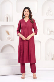 Burgundy Casual Wear Co-Ord set for Women