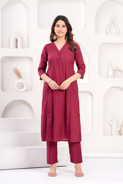 Burgundy Casual Wear Co-Ord set for Women
