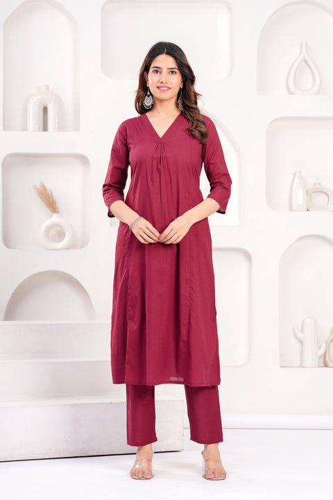 Burgundy Casual Wear Co-Ord set for Women