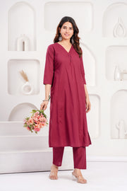 Burgundy Casual Wear Co-Ord set for Women