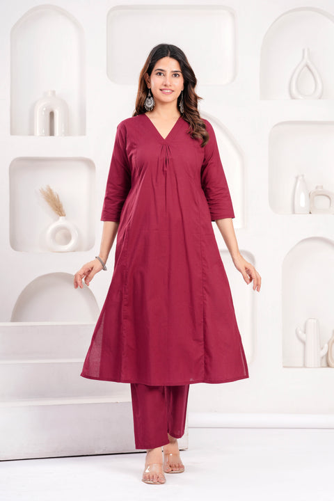 Burgundy Casual Wear Co-Ord set for Women