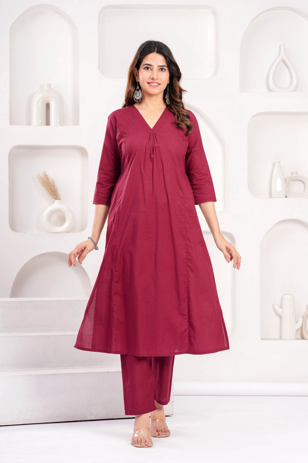 Burgundy Casual Wear Co-Ord set for Women