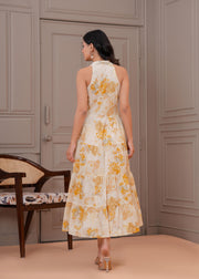 Printed Mustered Halter Neck Dress for Women