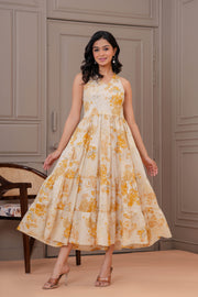 Printed Mustered Halter Neck Dress for Women