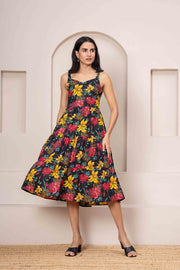 Black Floral Printed Dress for Women