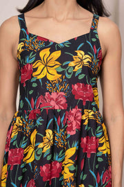Black Floral Printed Dress for Women