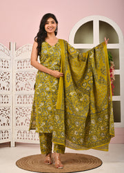 Floral Printed Kurta Set with Dupatta for Women