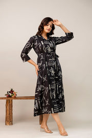 Black Printed Dress fro Women
