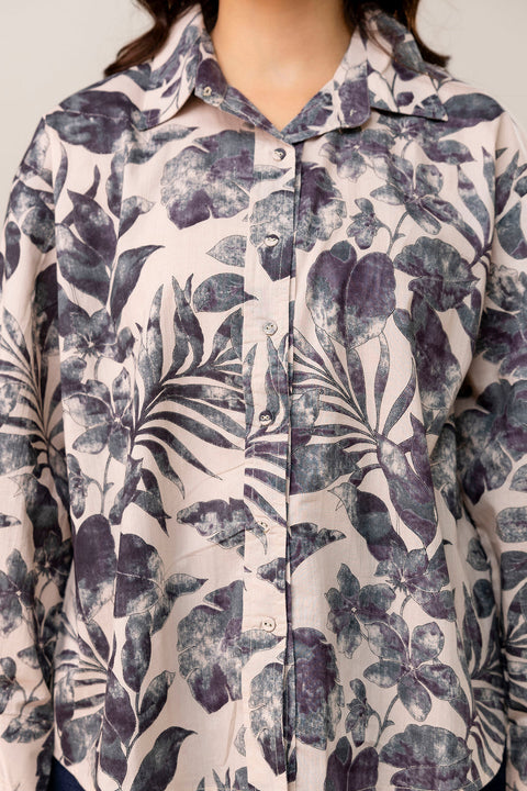 Beige Floral Printed Shirt for Women