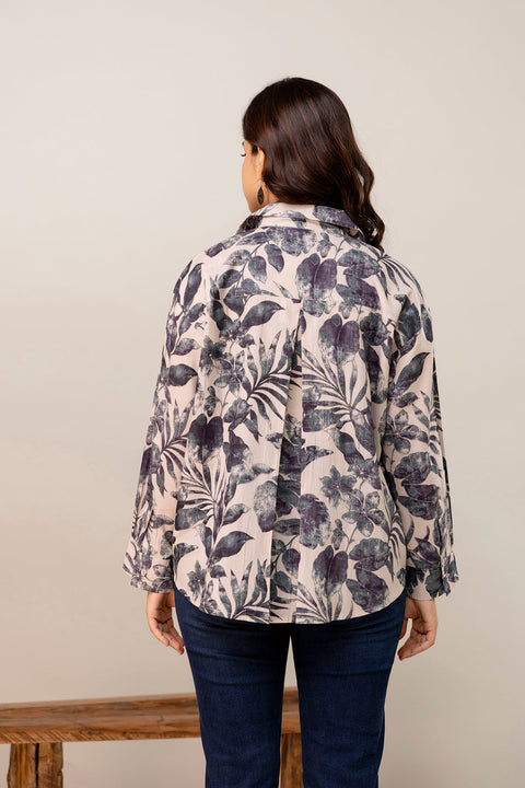 Beige Floral Printed Shirt for Women