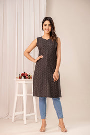 Black Printed Kurta for Women