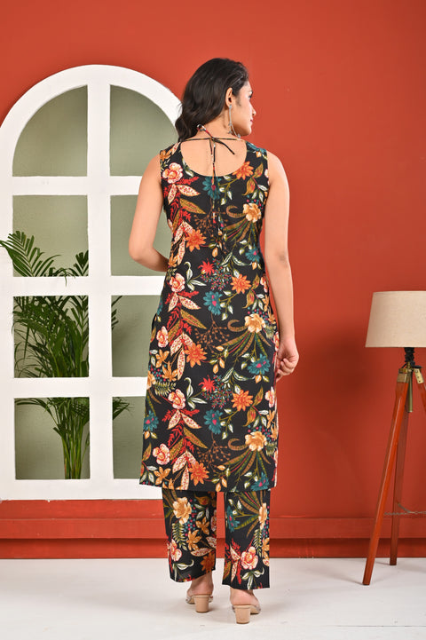 Black Printed Kurta Set with Dupatta for Women