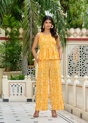 Yellow Printed Co-Ord Set for Women