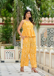 Yellow Printed Co-Ord Set for Women